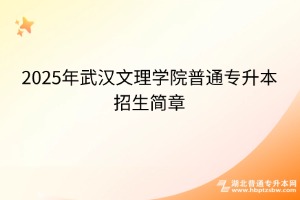 2025年武漢文理學(xué)院普通專升本招生簡(jiǎn)章